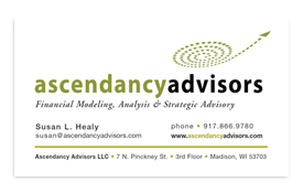 Acendancy Advisors business card.