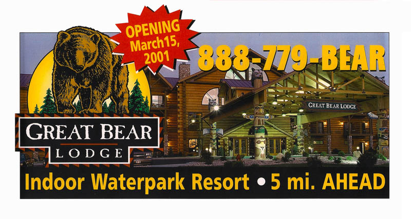 Great Bear Lodge Waterpark billboard.