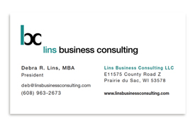 Lins Business Consulting business card.