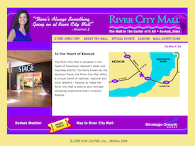 The River City Mall inactive website.