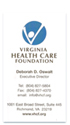 Virginia Health Care Foundation business card.
